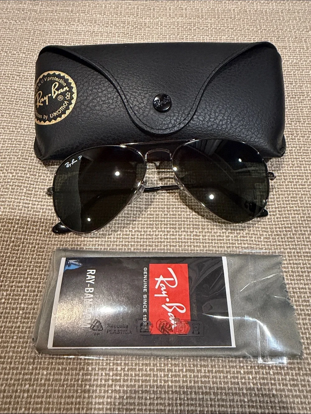 Ray-Ban Black large aviator Sunglasses with G-15 Lenses